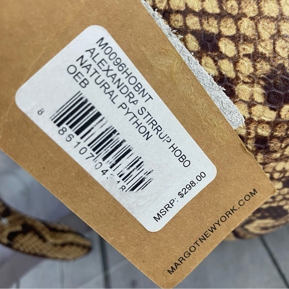 Margot Alexandra Stirrup Snake Natural Python Leather Hobo Shoulder Bag Purse - Picture 14 of 16